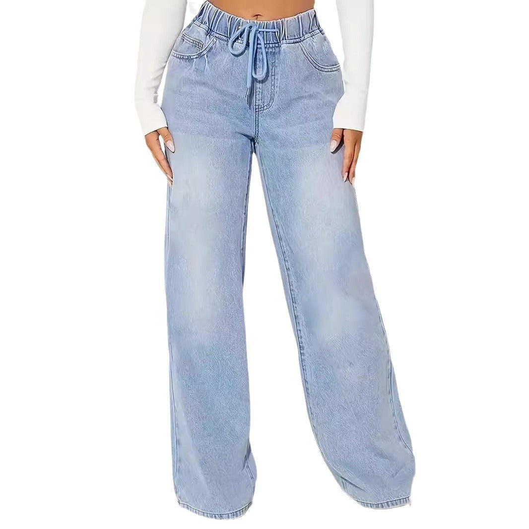 Laidback High-Waist Denim Trousers