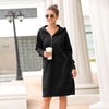 Autumn Hoodie Snap Button Midi Dress