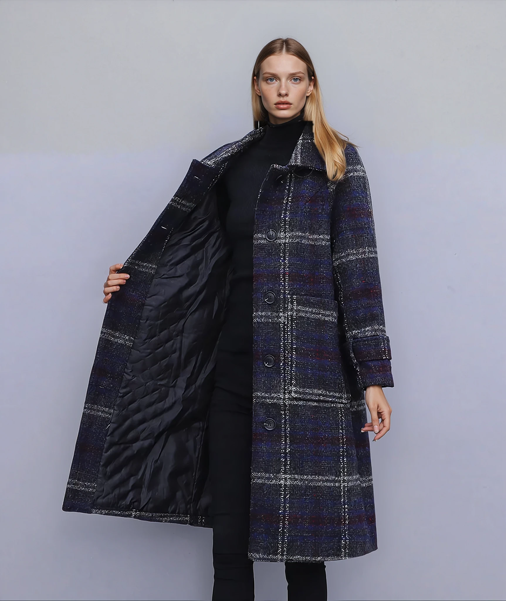 Lena Padded Woolen Trench Coat