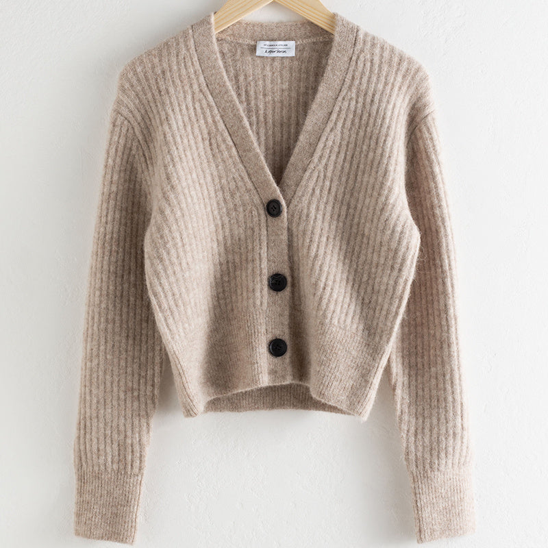 Veste cardigan en laine taille haute amincissante à col en V