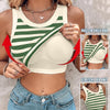 Slim Striped Sleeveless Vest with Bralette - Fashion Round Neck Tank Top for Women