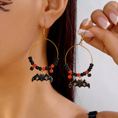 Lucky Bat Charm Hoop Earrings