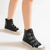 Multi-Buckle Straps Studded Platform Sneakers