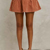 SO ME Mineral Wash Pintucked Corduroy Mini Flared Skirt