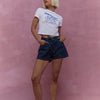 Power Girl Printed Denim Shorts