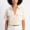 Understated Collared V-neck Top