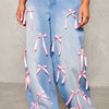 Solvy Pink Ribbon Denim Pants