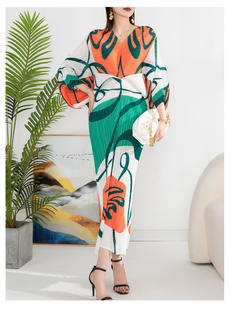 Geometric Harmony Batwing Dress