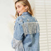 Fringe Detail Long Sleeve Denim Jacket