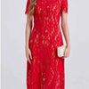 Lace Pearl Neckline Midi Dress