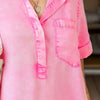 Pocketed Collared Neck Short Sleeve Denim Dress