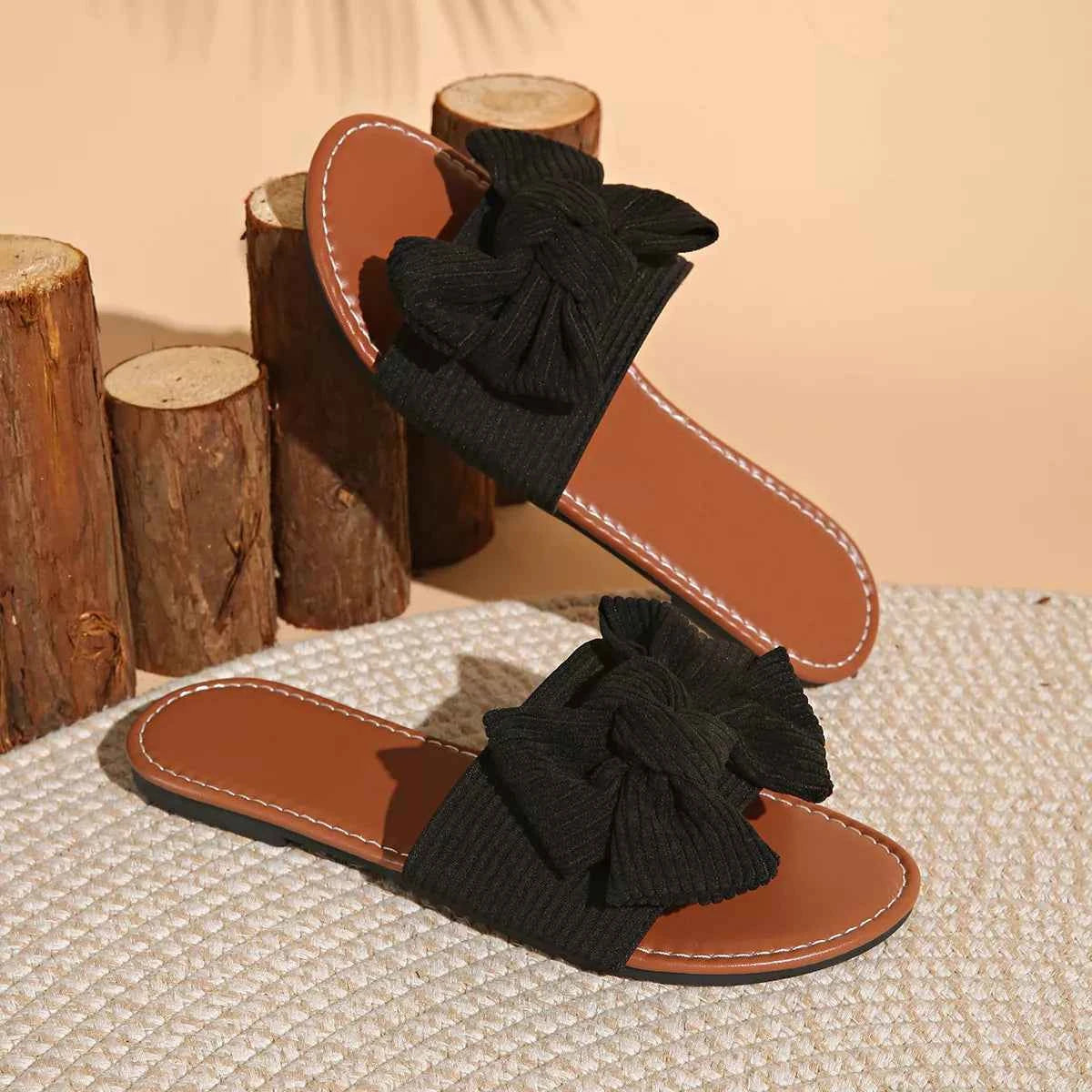 Bow Knot Decor Flat Sandals