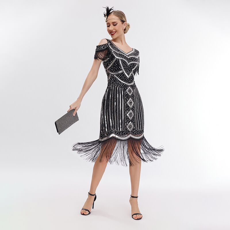 Glamorous Vintage Sequins Beaded Dress