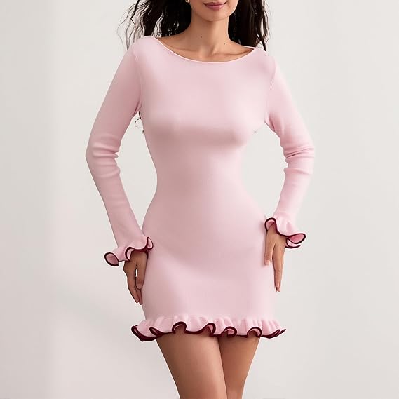 Edge of Style Bodycon-Kleid mit gewelltem Saum