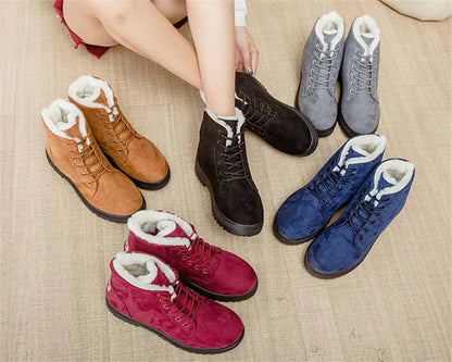 Women's Winter Snow Boots – Large Size Flat Cotton Shoes with Plush Lining