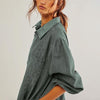 Button Me Up Lantern Sleeve Denim Dress