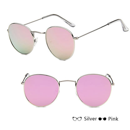 Women’s Retro Sunglasses – Metal Frame, Round Style with Grey or Tawny Lenses