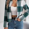 Chic Elegant Plaid Long Sleeve Coat