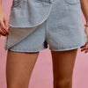 SO ME Washed Denim Wrap Skorts