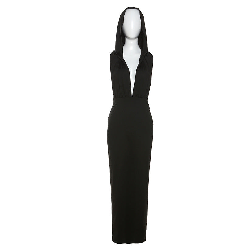 Enigma Hooded Backless Dress