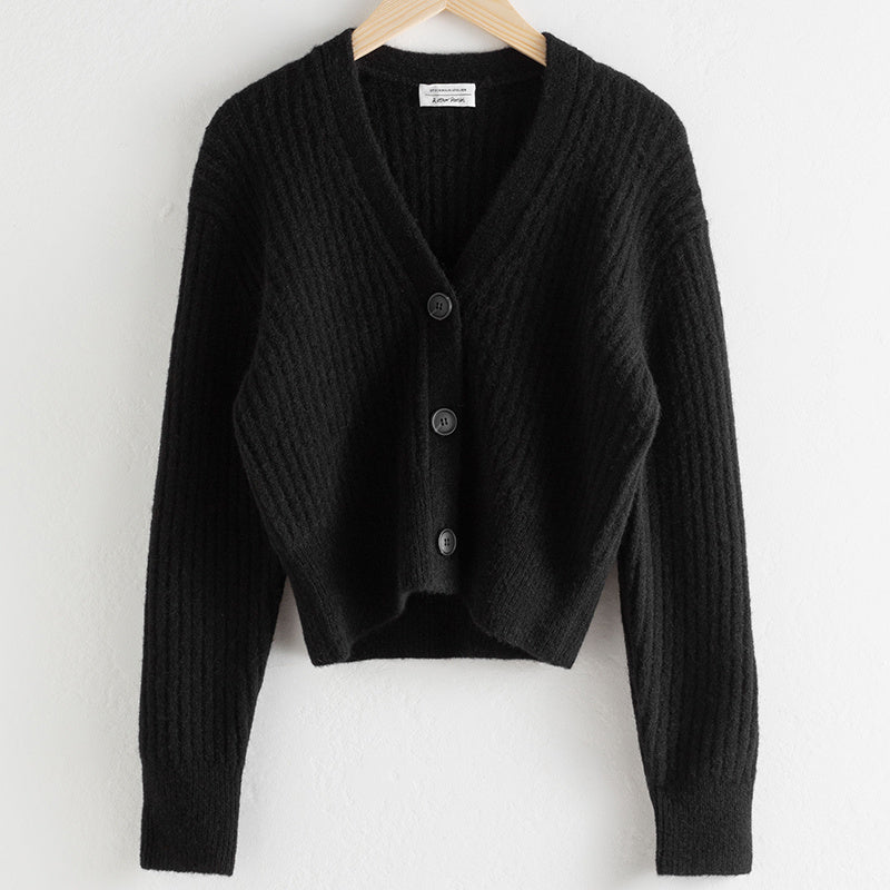 Veste cardigan en laine taille haute amincissante à col en V