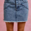 SO ME Washed Denim Floral Contrast Pockets Mini Skirt