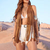 Gilet à franges style western en daim chic et bohème