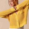 SO ME Frayed Tweed Knit Buttoned Front Cardigan