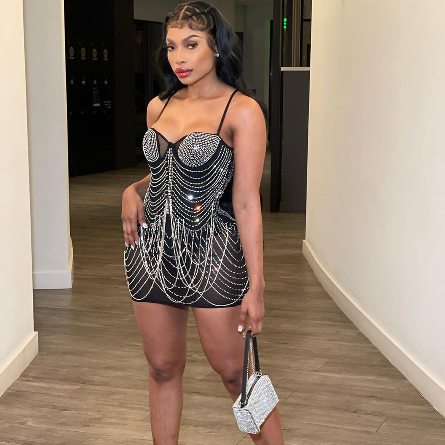 Robe à bretelles à pampilles éblouissante Mirage