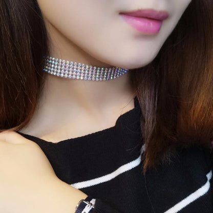 Full Crystal Rhinestone Choker Necklace - Wedding Jewelry, Elegant Chokers for Women