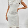 Fringe Openwork Boat Neck Knit Dress