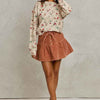 SO ME Mineral Wash Pintucked Corduroy Mini Flared Skirt