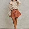 SO ME Mineral Wash Pintucked Corduroy Mini Flared Skirt