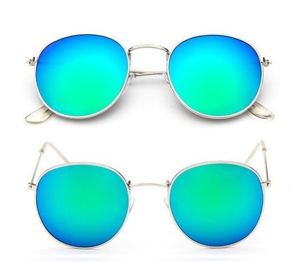 Women’s Retro Sunglasses – Metal Frame, Round Style with Grey or Tawny Lenses