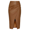 Stacy Faux Leather Drape Skirt