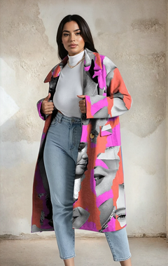 Bathany  Print Dragon And Phoenix Woolen Coat