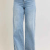Judy Blue Mid Rise Retro Wide Leg Jeans with Fold-over Waistband