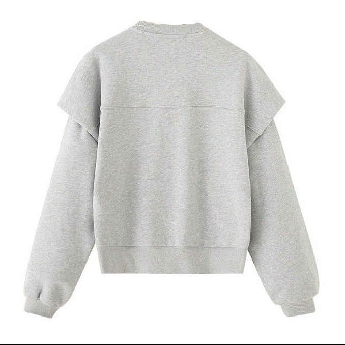 Keep It Cozy Layered Sweatshirt – Heather Gray