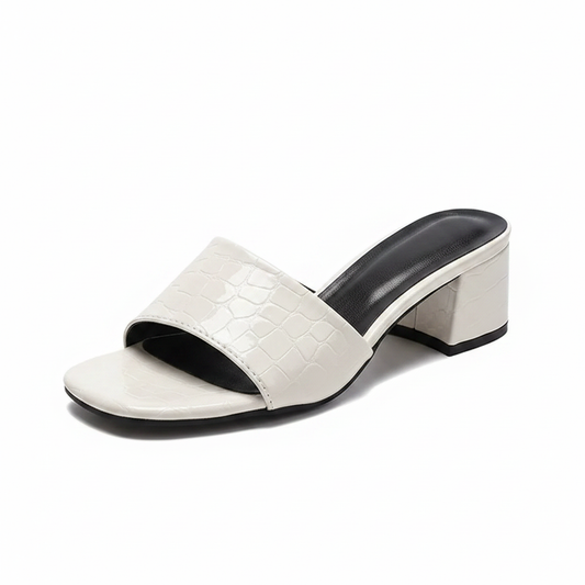 Midnight Luxe Croc Mule open Toe Block Heels