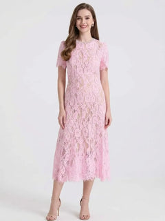 Sonata Pearl Neckline Midi Dress
