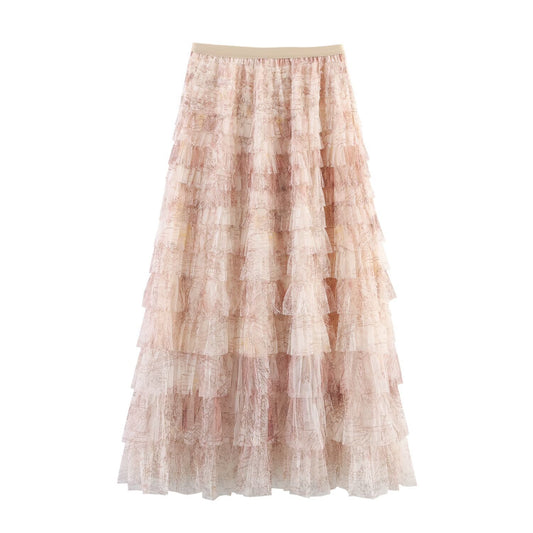 Mitchelle Layered Ruffle  Maxi Skirt