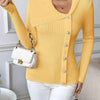 Asymmetrical Ribbed Button Up Cardigan
