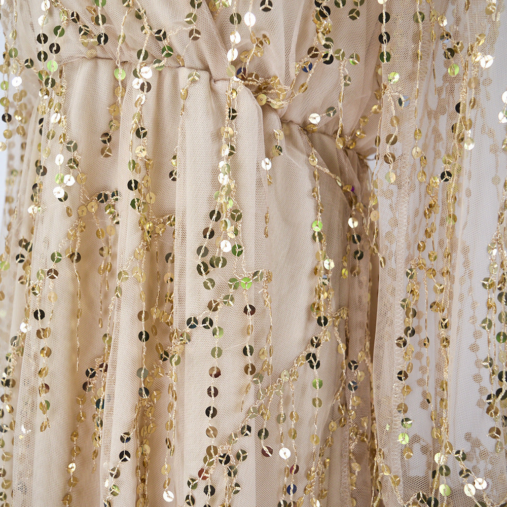 Robe glamour à franges et sequins Midnight Reverie