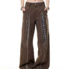 Brown Bohemian Wide-Leg Patchwork Trousers