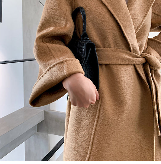 Doppelseitiger Kaschmir-Trenchcoat mit Wasserwellenmuster 