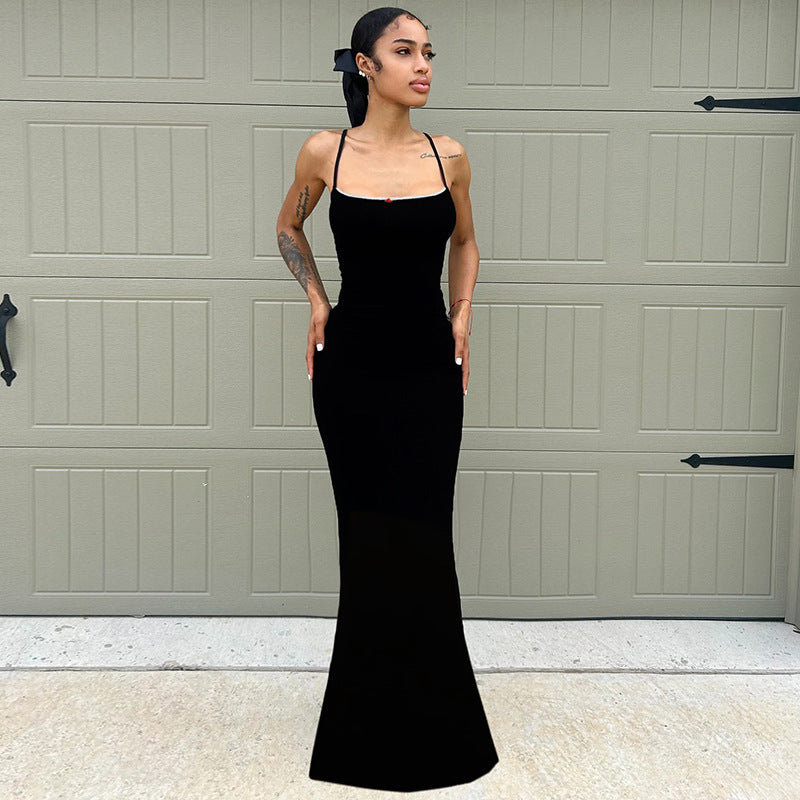 Robe queue de poisson enchanteresse en dentelle noire