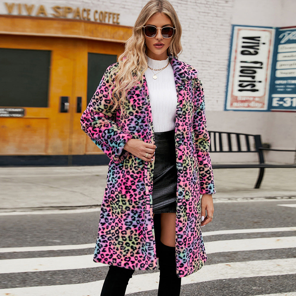Foxy  Leopard Print Imitation Fur  Coat