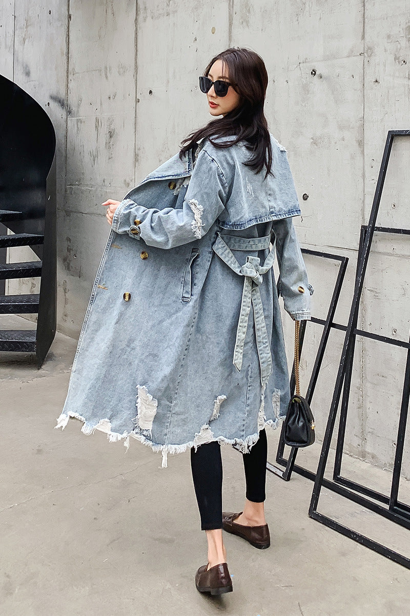 Fozzy Retro Denim Trench Coat