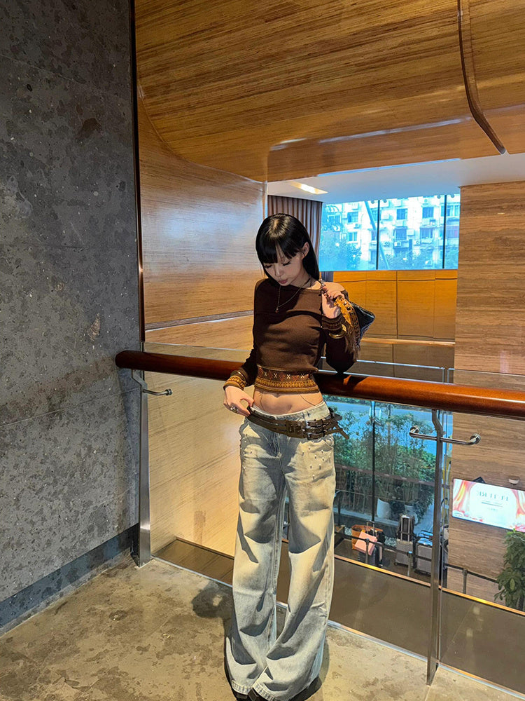 Haut à manches longues en jacquard chic