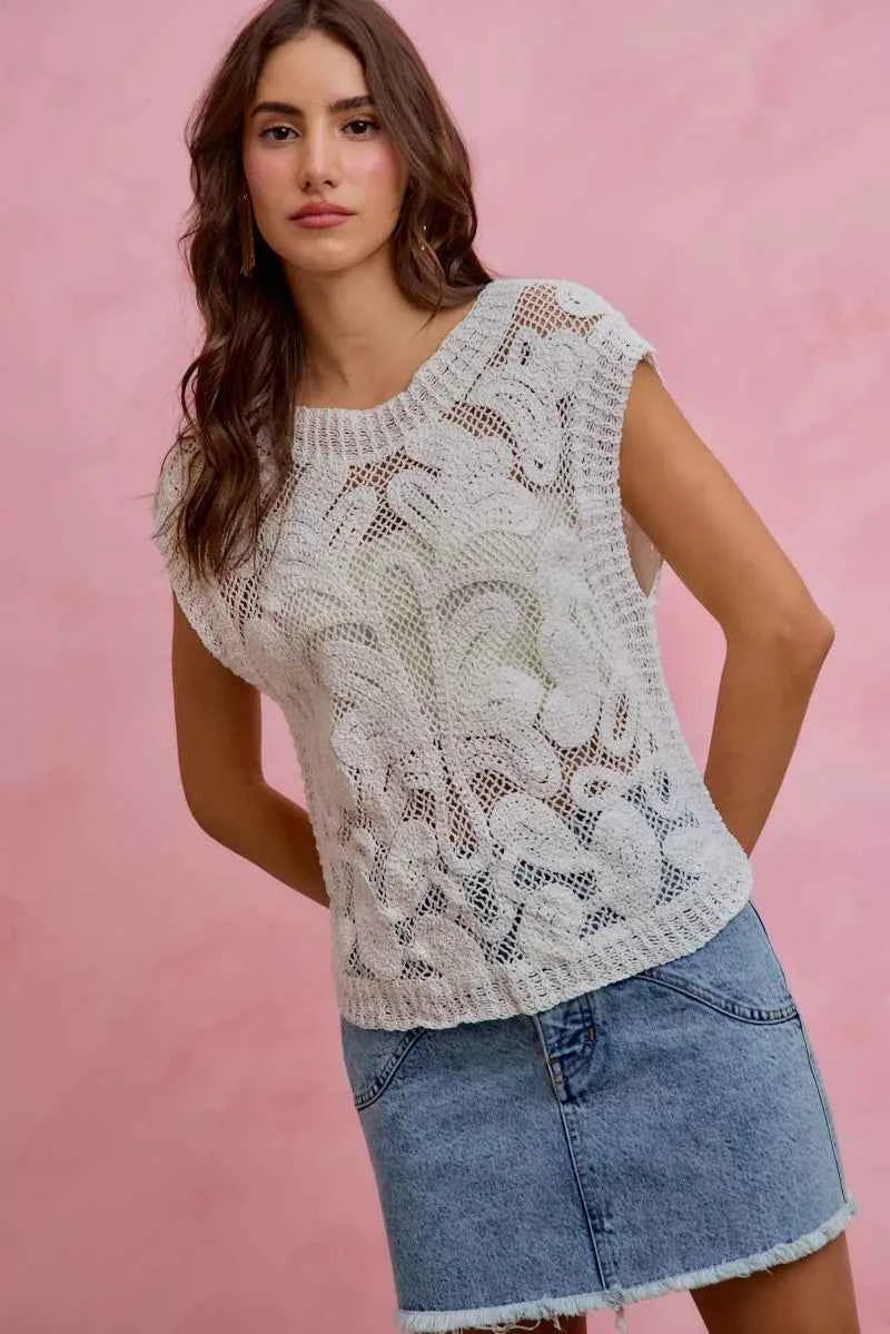 SO ME Washed Denim Floral Contrast Pockets Mini Skirt